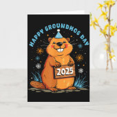Frohes Groundhog Day 2025 Kinder Kleinkind Männer Karte (Gelbe Blume)