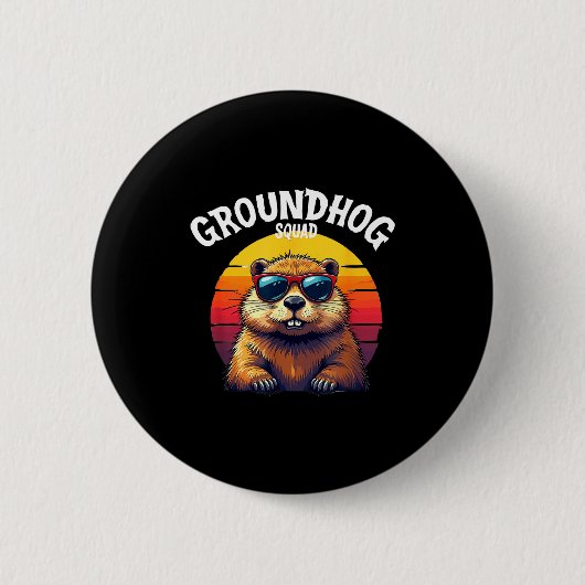 Frohes Groundhog Day 2025 Lustige Groundhog-Gruppe Button (Vorderseite)