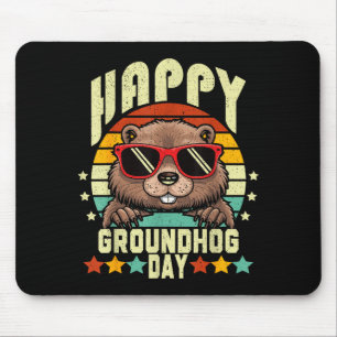 Frohes Groundhog Day 2025 Lustiges Retro-Murmeltie Mousepad