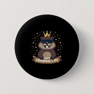 Frohes Groundhog Day 2025 Lustiges Woodchuck Button