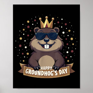 Frohes Groundhog Day 2025 Lustiges Woodchuck Poster