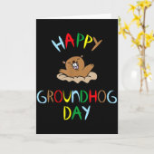 Frohes Groundhog Day 2026 Karte (Gelbe Blume)