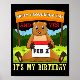 Frohes Groundhog-Tag-Geburtstag am 2. Februar Fami Poster