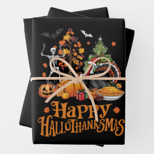 Frohes Hallothanksmas Frohes Halloween Erntedankfe Geschenkpapier Set