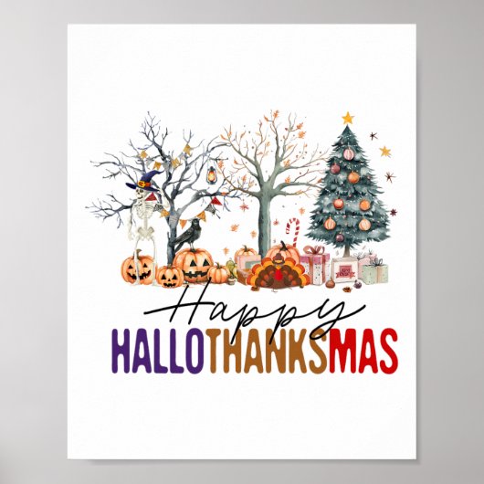 Frohes Hallothanksmas Frohes Halloween Erntedankfe Poster (Vorne)
