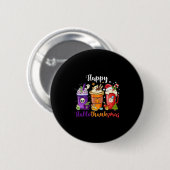 Frohes Hallothanksmas Halloween Erntedankfest Chri Button (Vorne & Hinten)