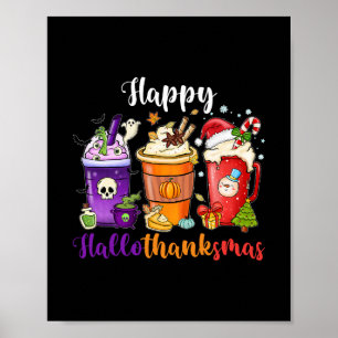 Frohes Hallothanksmas Halloween Erntedankfest Chri Poster
