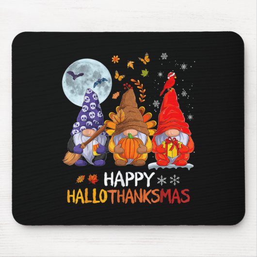 Frohes Hallothanksmas Halloween Gnome Erntedankfes Mousepad (Vorne)