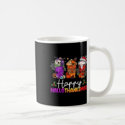 Frohes Hallothanksmas Halloween Kaffee Latte Danke Kaffeetasse (Rechts)