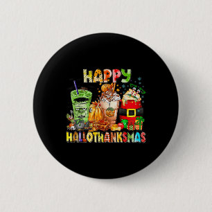 Frohes Hallothanksmas Kaffee Halloween Erntedankfe Button