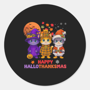 Frohes Hallothanksmas Lustiges Halloween Erntedank Runder Aufkleber