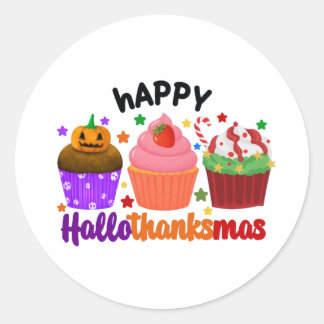 frohes Hallothanksmas Runder Aufkleber