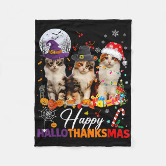 Frohes Hallothanksmas Süße Katzen Halloween Ernted Fleecedecke