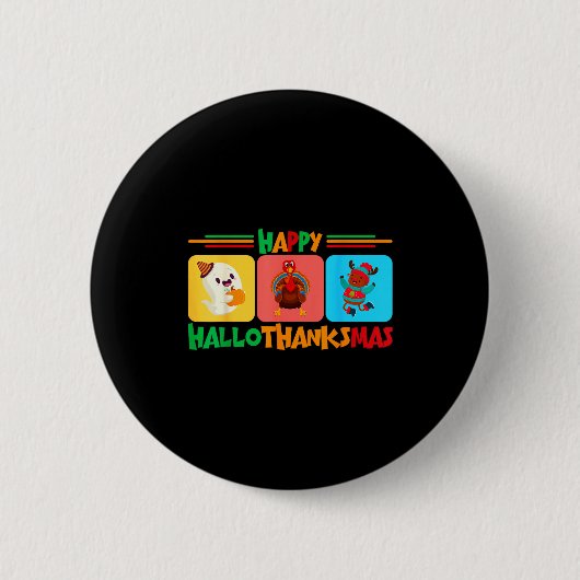 Frohes Hallothanksmas Weihnachten Und Erntedankfes Button (Vorderseite)