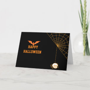 Frohes Halloween 2020 mit schwarzer Fledermaus und Karte