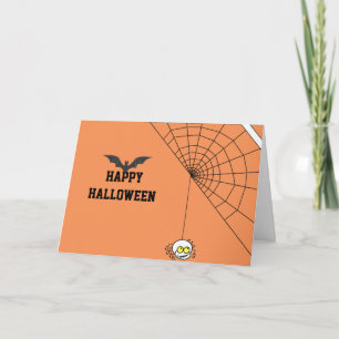 Frohes Halloween 2020 mit schwarzer Fledermaus und Karte
