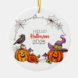 Frohes Halloween 2025 Keramik Ornament