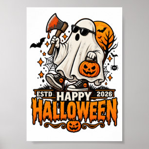 Frohes Halloween 2026 Geist mit Sonnenbrille Poster
