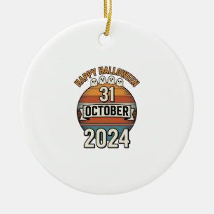 Frohes Halloween 31. Oktober Vintage-Geister-Desig Keramik Ornament