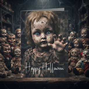 Frohes Halloween Antike Puppe will spielen? Karte