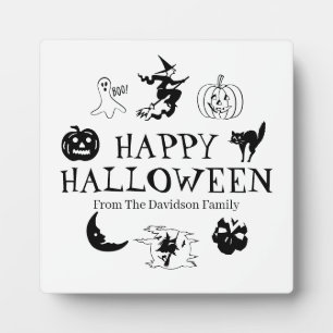 Frohes Halloween benutzerdefinierter Name Schwarz  Fotoplatte