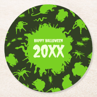 Frohes Halloween Benutzerdefinierter Text Grüne Gr Runder Pappuntersetzer