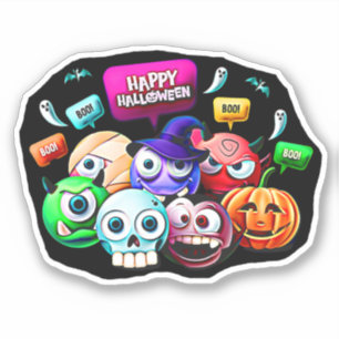 Frohes Halloween Buh, 3D-Figuren-Set Aufkleber