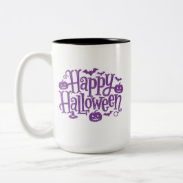 Frohes Halloween elegantes lila weiß Zweifarbige Tasse