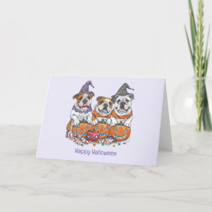Frohes Halloween English Bulldog Kürbis Feiertagskarte
