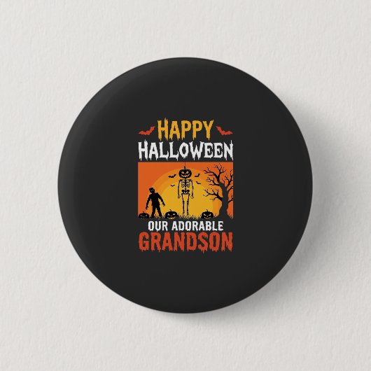 Frohes Halloween Enkel Skelett Kürbis Button (Vorderseite)