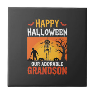 Frohes Halloween Enkel Skelett Kürbis Fliese