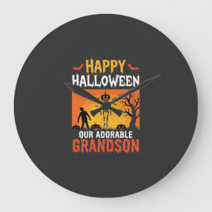 Frohes Halloween Enkel Skelett Kürbis Große Wanduhr
