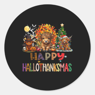 Frohes Halloween Erntedankfest Weihnachten Kuh Fei Runder Aufkleber