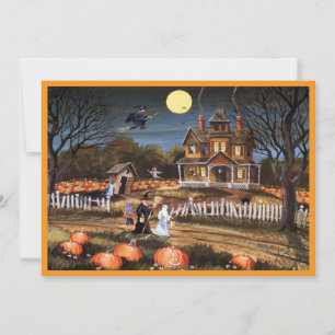 frohes Halloween Flache Festkarte Feiertagskarte
