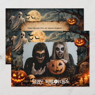🎃 Frohes Halloween-Foto-Karte mit individuellem B Einladung