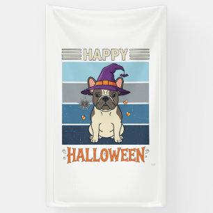 Frohes Halloween Französische Bulldogge Hexe Spinn Banner