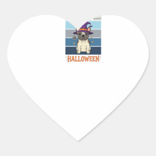 Frohes Halloween Französische Bulldogge Hexe Spinn Herz-Aufkleber