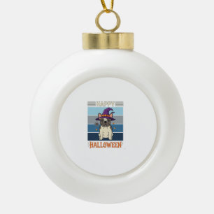 Frohes Halloween Französische Bulldogge Hexe Spinn Keramik Kugel-Ornament