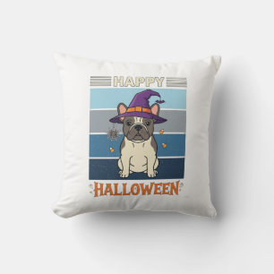 Frohes Halloween Französische Bulldogge Hexe Spinn Kissen
