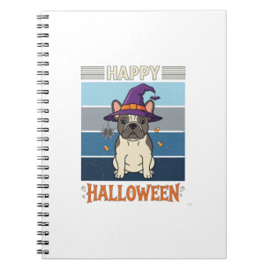 Frohes Halloween Französische Bulldogge Hexe Spinn Notizblock