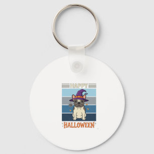 Frohes Halloween Französische Bulldogge Hexe Spinn Schlüsselanhänger