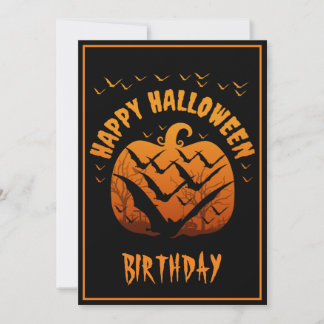 FROHES HALLOWEEN GEBURTSTAG KÜRBIS FLEDERMÄUSE BEN EINLADUNG