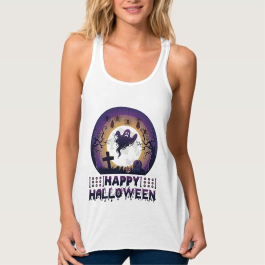 Frohes Halloween Geist Fledermäuse Spinnen_1 Tank Top (Vorderseite)