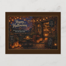 Frohes Halloween Gemütliches Café Postkarte