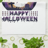 Frohes Halloween Gespenst Fledermäuse Spinnen_1 Geschirrtuch (Gefaltet)