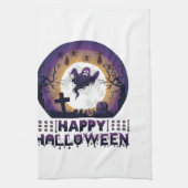 Frohes Halloween Gespenst Fledermäuse Spinnen_1 Geschirrtuch (Vertikal)