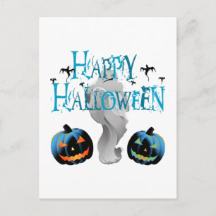 Frohes Halloween-Gespenst -Halloween-Kostüm Kürbis Postkarte