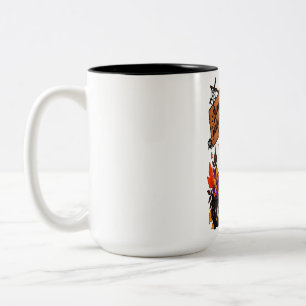 Frohes Halloween Gespenst & schwarze Katze Kürbis Zweifarbige Tasse