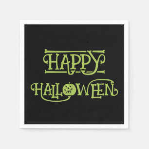 Frohes Halloween Gruselige schwarze und grüne Sc Serviette