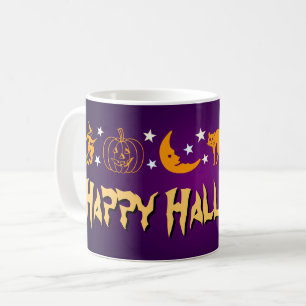 Frohes Halloween Gruselige Symbole Hexe Mond Geist Kaffeetasse